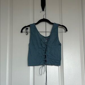 Women's Lace-Up Tank Top - Blue